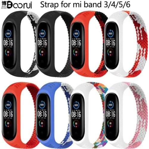 BOORUI Mi band 4 5 6 Strap Nylon Solo Loop pulseira Wirstband Replacement Elastic Bracelet for Xiaomi mi band 3 4 5 6 Straps