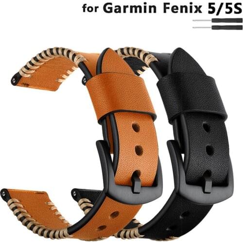 22mm 20mm Genuine Leather Strap Smart Watch Wrist Band Bracelet for Garmin Fenix 5/Garmin Fenix 5S/Forerunner 935(NOT Quick Fit)