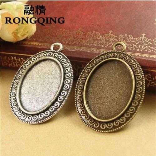 RONGQING 25*18MM 30pcs/lot S Retro Necklace Tray Cabochon Base Setting DIY Accessories Wholesale Craft