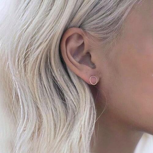 Fashion Minimalist Jewelry Gold Sliver Punk Geometric Round Circle Stud Earrings for Women Small Earrings Brincos Ear Jewelry