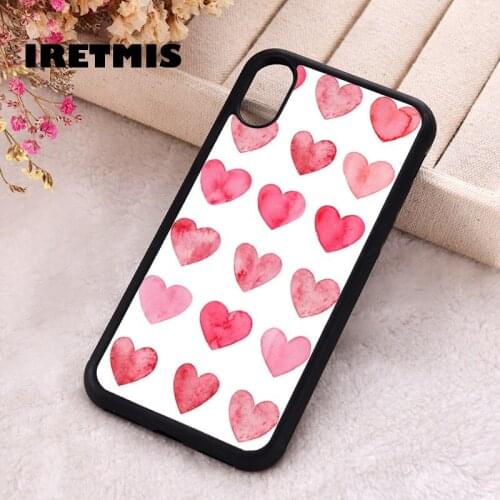 Iretmis 5 5S SE 2020 Phone Cover Case for iPhone 6 6S 7 8 Plus X Xs XR 11 12 Mini Pro Max Rubber Silicone red Love heart pattern