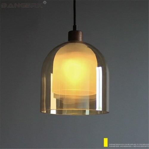 Nordic Design Modern LED Pendant Light For Dining Room Hanging Lamp Loft Lighting Home Decor Wood Glass Droplight Fixtures