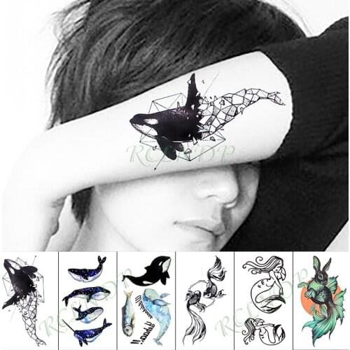 Waterproof Temporary Tattoo Sticker Animal Whale Fish Fake Tatto Hand Arm Foot Flash Tatoo small tattoos for Kid Girl Men Women