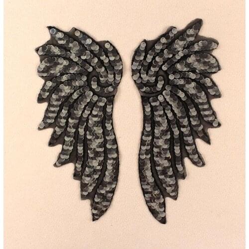 Wing Sequin Applique embroidered Patch Applique fabric clothes sequined Patches for clothing parches para la ropa