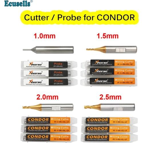 1.0mm 1.5mm 2.0mm 2.5mm Milling Cutter Probe for Xhorse CONDOR XC MINI Plus Dolphin XP-005 XP-007 XC002 Key Cutting Machine