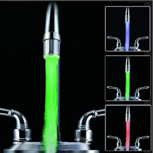 1PC 3 Color RGB Colorful LED Light Water Glow Faucet Tap Head Cheap Home Bathroom Decoration Stainless Steel