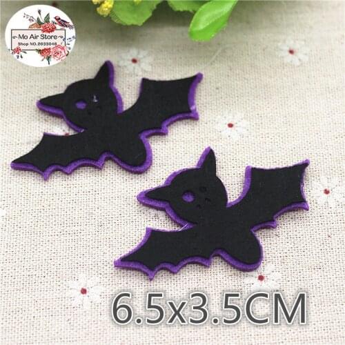 6.5x3.5CM 10pcs Non-woven patches Halloween bat Felt Appliques for clothes Sewing Supplies diy craft ornament