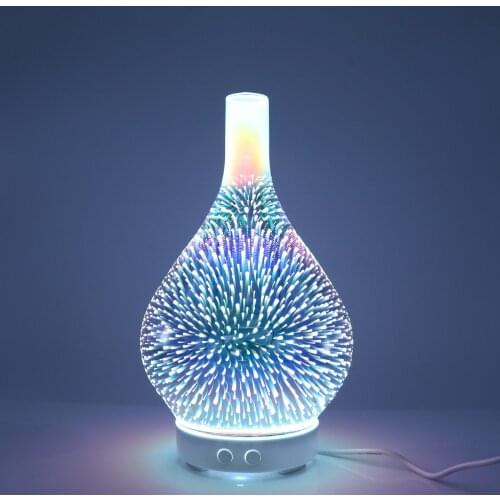 100ml 3D Glass Firework Aroma Diffuser Ultrasonic Humidifier Aromatherapy Essential Oil Nebulizer With 7 LED Night Lights