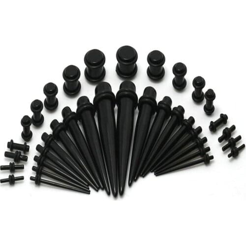 17colors 36pcs/set pack ear taper and plug stretching kits flesh tunnel ear gauges stretcher expander body piercing jewelrys