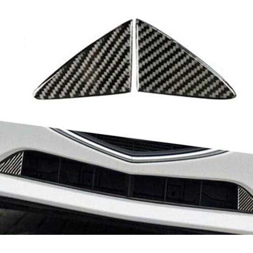2Pcs Carbon Fiber Front Grille Grill Cover Trim for Mazda 3 Axela 2014 2015 2016 Car Front Grille Trim Strips Cover
