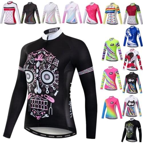 2021 Womens Cycling Jersey Long Sleeve Autumn Mountain Bike Clothing Spring Ladies Bicycle Jacket Pro Team Cycling Clothes Tops