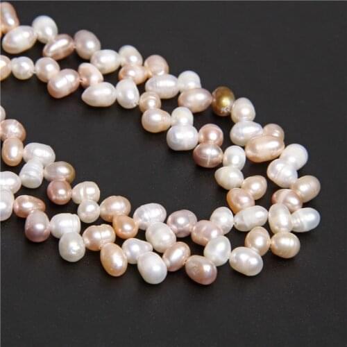5-6mm Natural Freshwater Pearls Beads High quality Rice Shape Top-drilled Natural Oval Pearls Beads for Jewelry Making DIY 14"