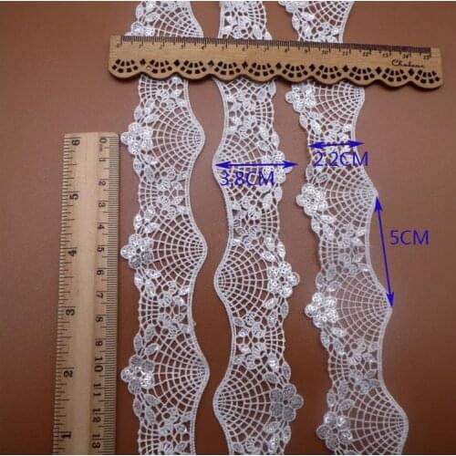 5yards embroidered flower sequins lace trims for Clothes Gold thread lace trimmings and ribbons for dress DIY craft accessories