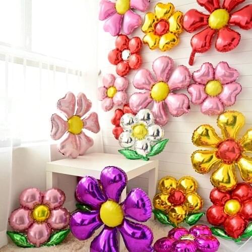 50Pcs Flower Foil Balloons Leaf Flower Baloon Birthday Party Wedding Decorations Party Supplies Globos Baby Shower Girls Gift
