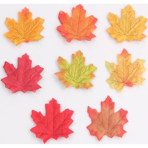 50Pcs Artificial Silk Maple Leaves For Home Wedding Party Decoration Scrapbooking Craft Multicolor Fall Vivid Fake Flower Leaf
