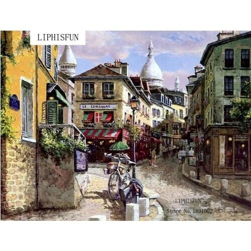 5D Full Drill DIY Diamond Painting Streets Of Paris Square Rhinestone Diamond Embroidery Cross Stitch Diamond Home Decor