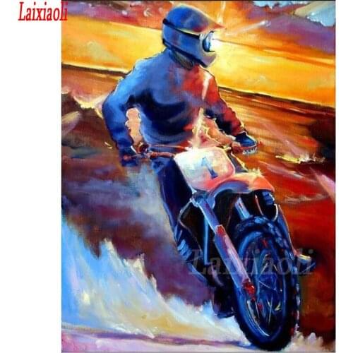 Diamond Embroidery Cartoon Picture By numbers Rhinestones Motorcycle Diamond Painting Full Square round drill Mosaic hobby Decor