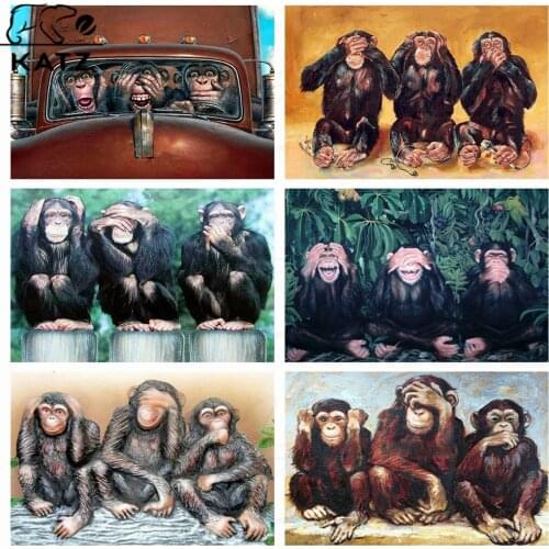 Humor Gorilla Diamond Painting Animal Embroidery Crossing Diy Cartoon Mosaic Art Gift Cross Stitch Home Aesthetic Decoration