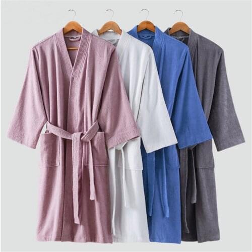 Kimono collar home service hotel cotton bathrobes autumn thick terry material absorbent men and women nightgown new explosive