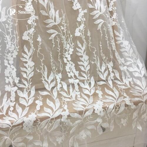Off-white Sequin Striped Mesh Lace Fabric Wedding Dress Veil DIY Accessories RS3020