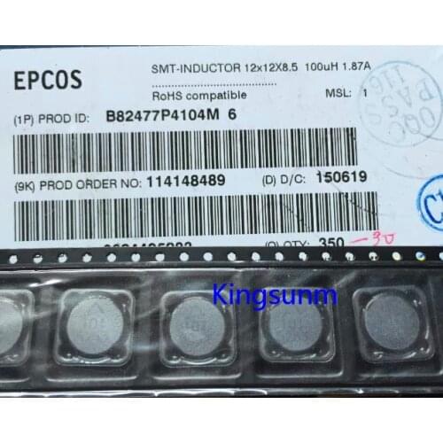 Free shipping 10pcs B82477P4104M "SMT-INDUCTOR 12X12 100UH 1.87A"