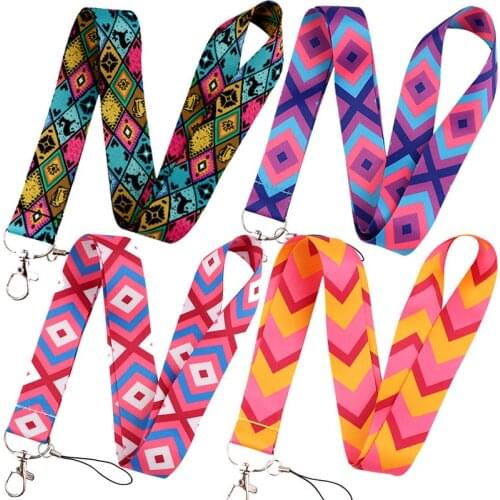 Boho Keychain Bohemia Geometric Lanyard for Keys Phone ID Name Tag DIY Hanging Rope Key Ring Gifts