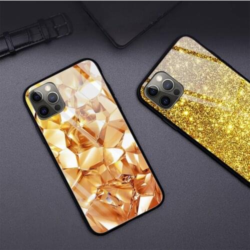 Golden gold pattern printed flower Phone Case Tempered Glass For iPhone 12 Pro Max Mini 11 Pro XR XS MAX 8 X 7 6S 6 Plus SE case