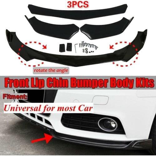3PC Black Universal Car Protector Front Lip Bumper Splitter Diffuser Protection Fins Body Spoiler Kits For Ford For Benz For BMW