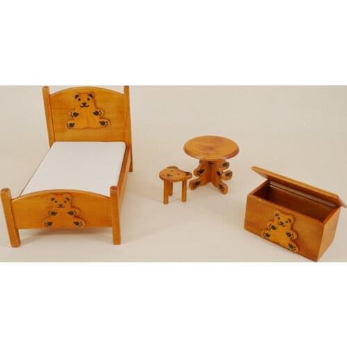 G05-X5114 children baby gift Toy 1:12 Dollhouse mini Furniture Miniature brown Bear bedroom set