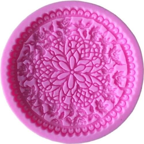 DIY Flower Vine Pattern Lace Round Silicone Cake Mold Embossing Mould Fondant Cake Decorating Chocolate Candy Tool E506