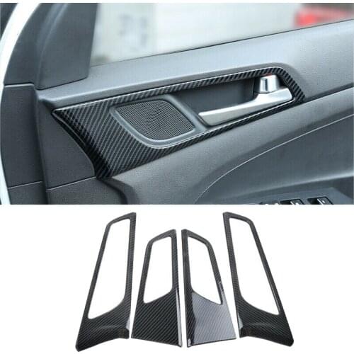 For Hyundai Tucson 2015-2019 Carbon Fiber Interior Door Handle Bowl Frame Cover Trim Decorative