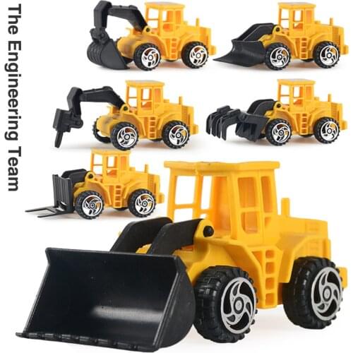 6pcs Inertia Vehicle Model Toys Classic Educational Assemble Toys Mini Alloy Engineering Excavator Sliding Car Set