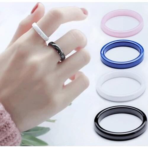 3mm Black White Ceramic Ring for Women Hot Minimalist Beautiful Ring Ceramic Jewelry Cute Simple Gift Women Men
