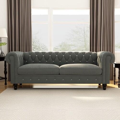 Commercial KTV club Furniture Diamond silver Chesterfield Vintage PU Leather Button Tufted Couch Hotel lobby Used Retro Sofa