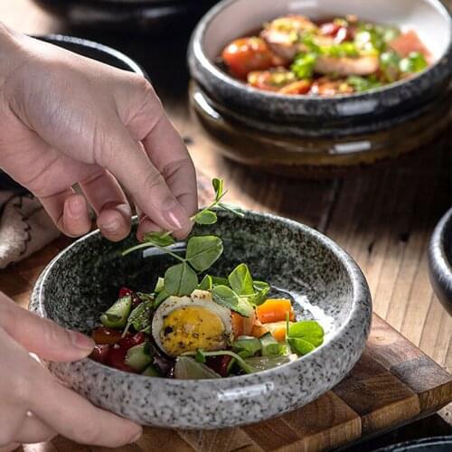 Creative Japanese Retro Ceramic Plate Table Decoration Snack Plate Kitchen Storage Supplies Fruit Salad Plate decorative bowl