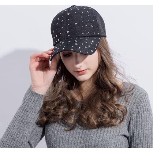 Fashion Women Rhinestone Baseball Cap Solid Color Diamond Snapback Hat Girl Casual Sun Hats Adjustable Gorra Bones Free Shipping