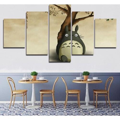 Modular Pictures 5 Panel Miyazaki Hayao Tonari No Totoro Canvas Painting Movie Poster and Prints Canvas Painting F1106