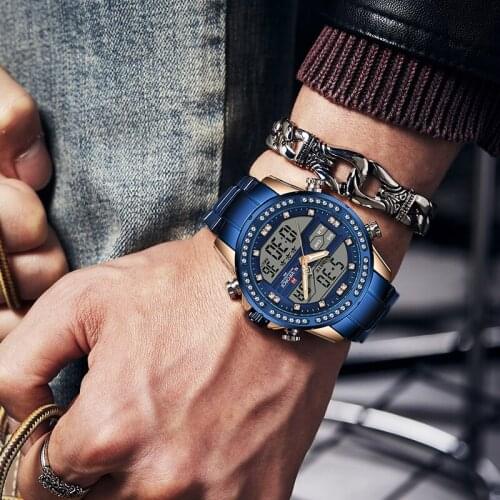 NAVIFORCE Men New Sports Watch Top-Brand Digital Watches Full-Steel Waterproof Quartz Diamond Clock Male Relogio Masculino 2020