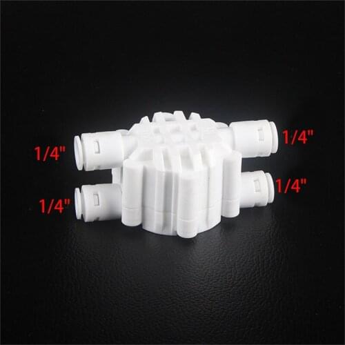 Reverse Osmosis RO 4 Way Valve 1/4" Hose OD Quick Connection Diaphragm Valve Fitting For Water purifier Pure Water Dispenser