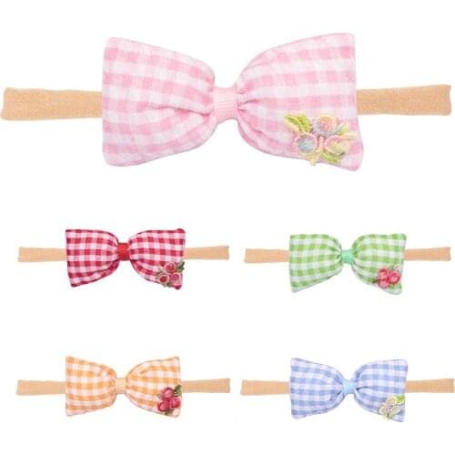 Infant Headband Plaid Pattern Hair Accessories Skin Friendly Toddlers Girls Bow Headband for Daily Wear
