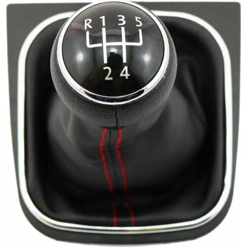 5 Speed Gear Shift Knob With Boot And Red Line For VW Jetta 6 MK6 2011 2012 2013 2014 EOS 2011 2012 2013 2014 2015