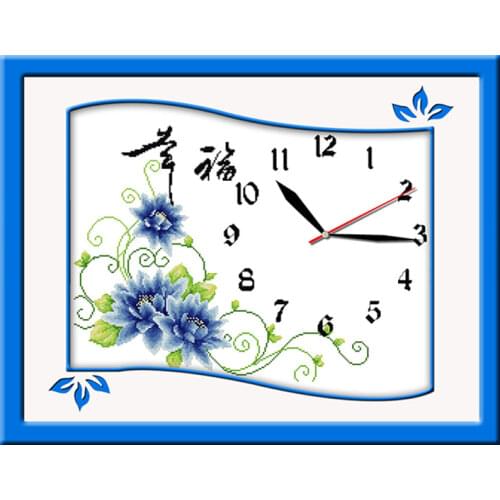 Happy clock(new edition) cross stitch kit 14ct 11ct count print canvas wall clock stitching embroidery DIY handmade needlework