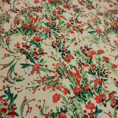 Floral Bling Chiffon Fahion Glittery Dress Gown Fabric Shiny Soft Stretchy DIY Material