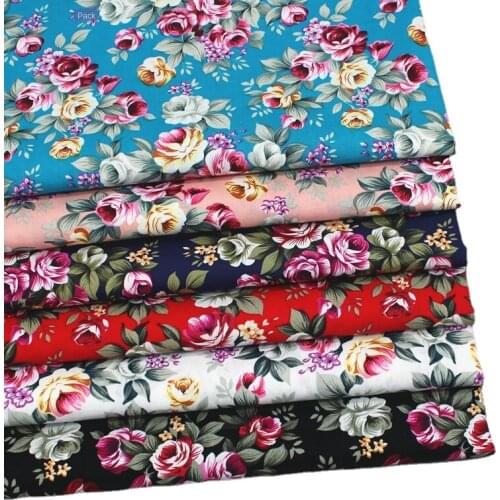 Wide 58" 100% Cotton Plain Dense Poplin Printed Fabric Scarf Dress Shirt Material By the Half-Yard Big Floral