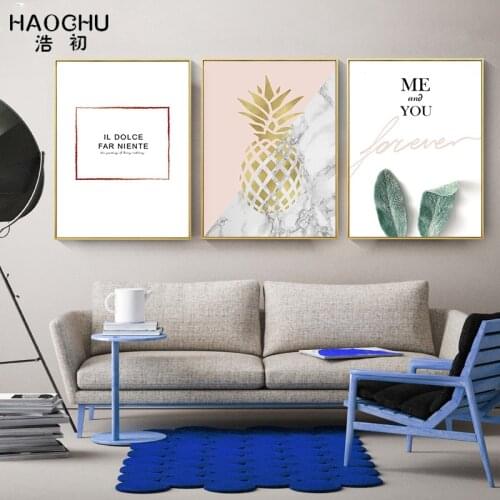 HAOCHU modern minimalist letter pineapple wall decoration poster canvas print living room art oil painting Home Decor pictures