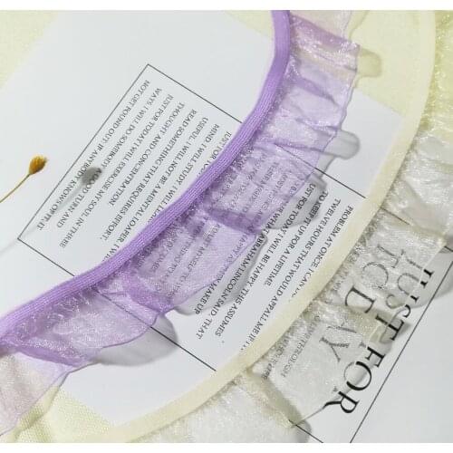 1Yards Elastic Lace Fabric Wedding 3CM Organza Ribbon Beige Purple Lace Fabric Lace Trim For Sewing Dresses ruban dentelle LU20