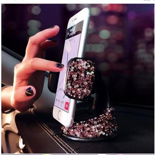 Crystal rhinestone car phone holder universal multifunctional dual-use air outlet diamond suction cup car phone holder