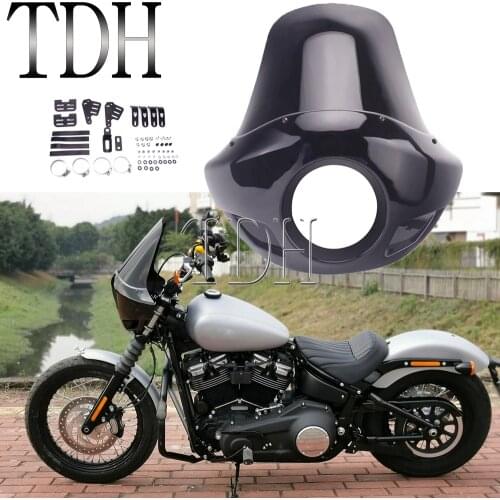 Tall Windshield 5.75'' Motorcycle Head Lamp Fairing Headlight Mask For Harley Dyna Sportster Street Glide Fat Bob Low Rider FXD