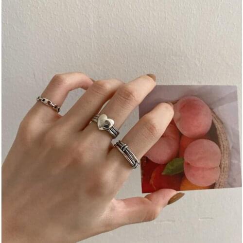 New Ins Cold Wind Heart Pig Nose Horseshoe Index Finger Tail Ring For Women Couple Birthday Jewelry SAR334