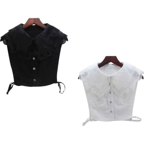 Women White/Black Color Lace Detachable Lapel Choker Necklace Shirt Fake False Collar Fashion Clothes Accessories
